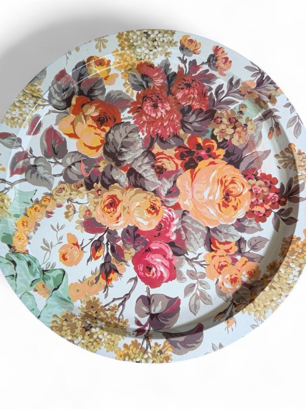 Vintage metal Floral Serving Tray